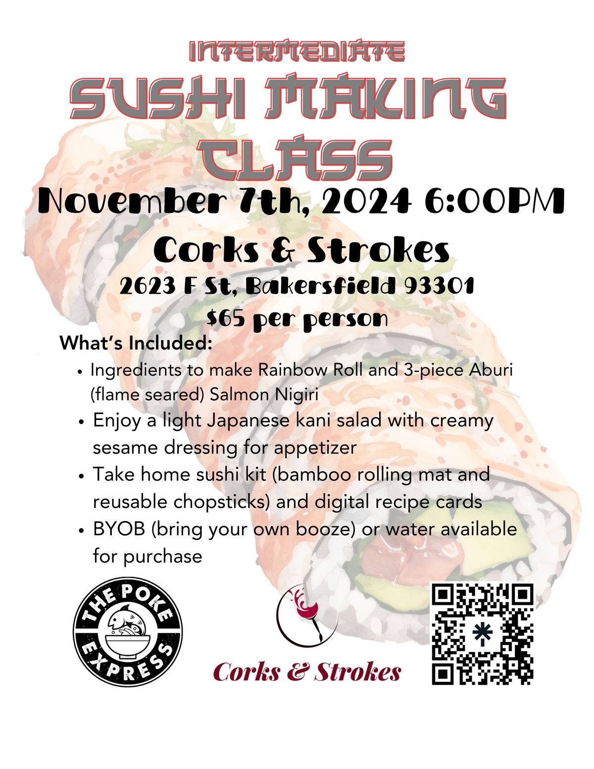 Intermediate Sushi Making Class at Corks & Strokes