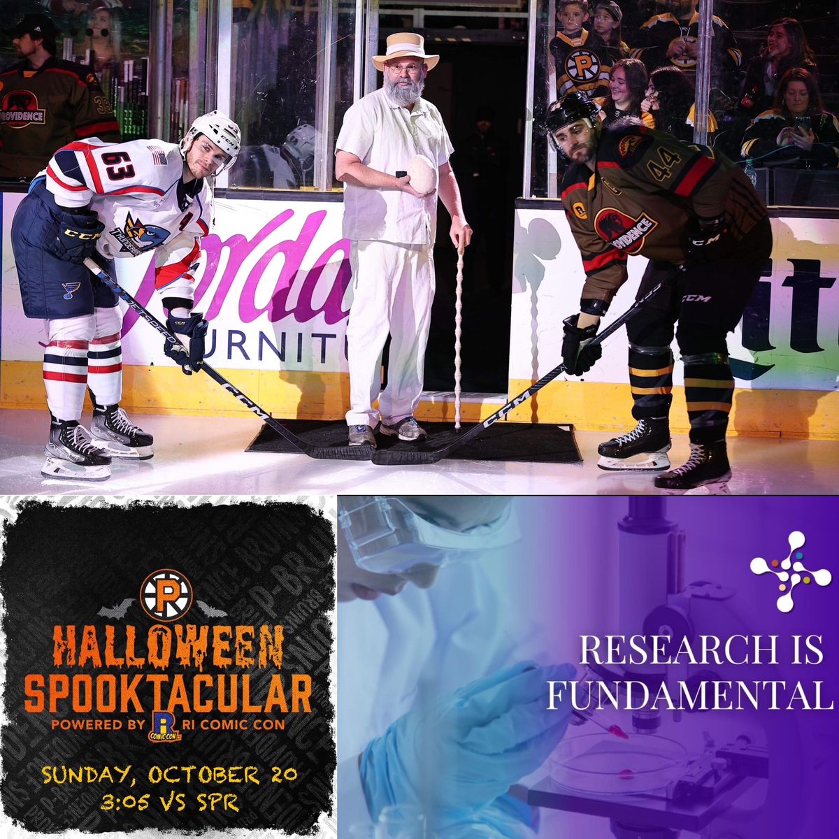 Zombie Leader fundraises for Lustgarten at PVD Bruins Halloween Spooktacular 