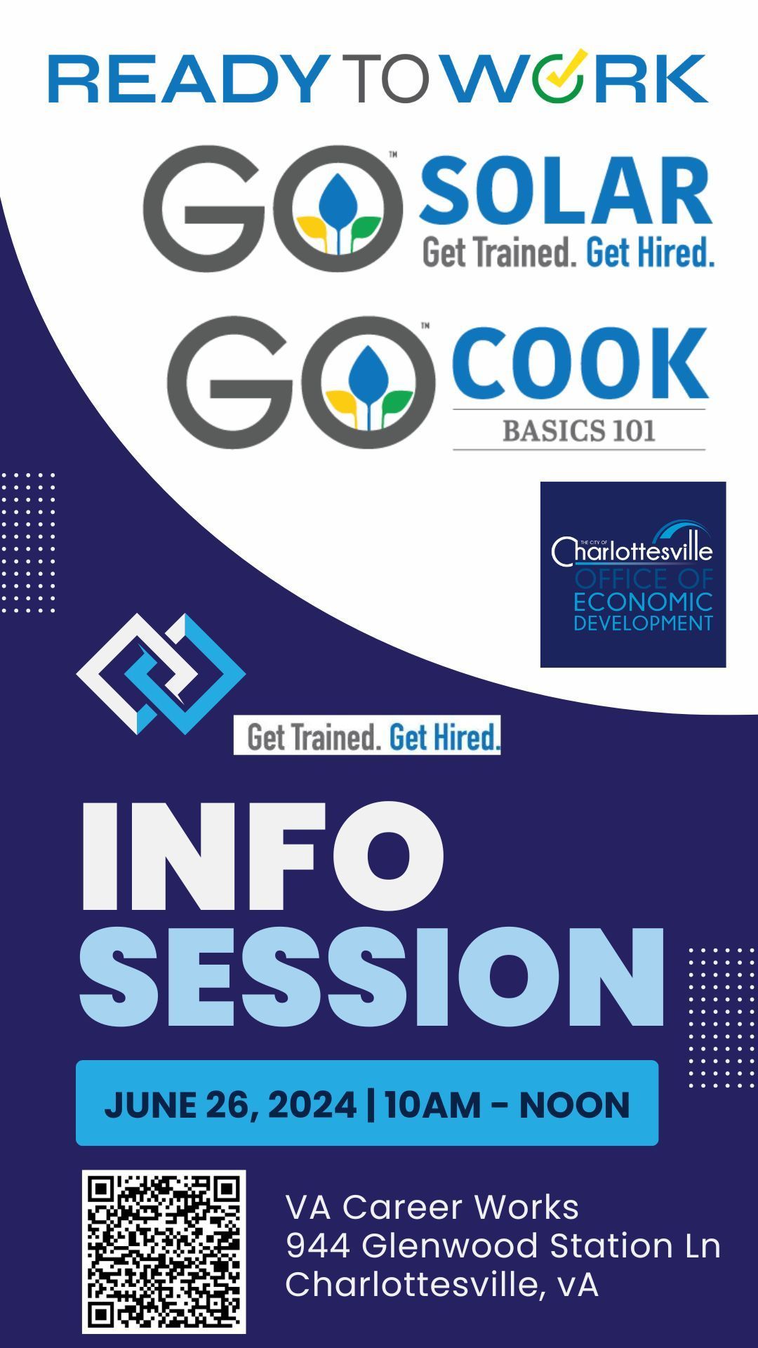 Info Session: Ready to Work, GO COOK and GO SOLAR Workforce Training Programs