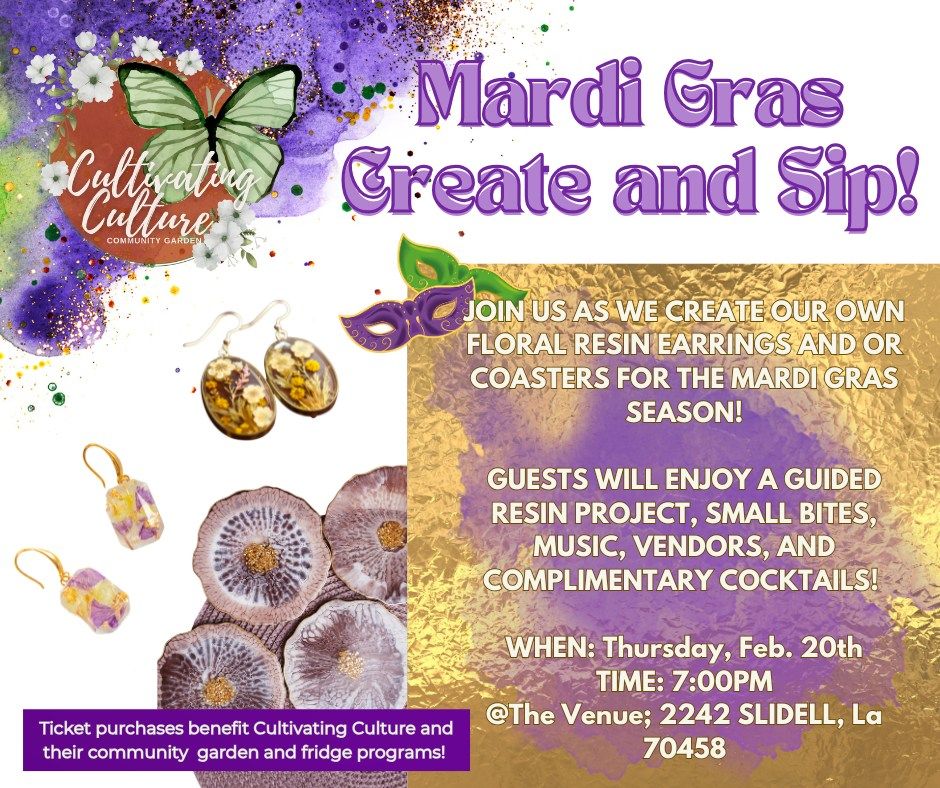 Mardi Gras Floral Create and Sip!\u2728\ud83c\udfad