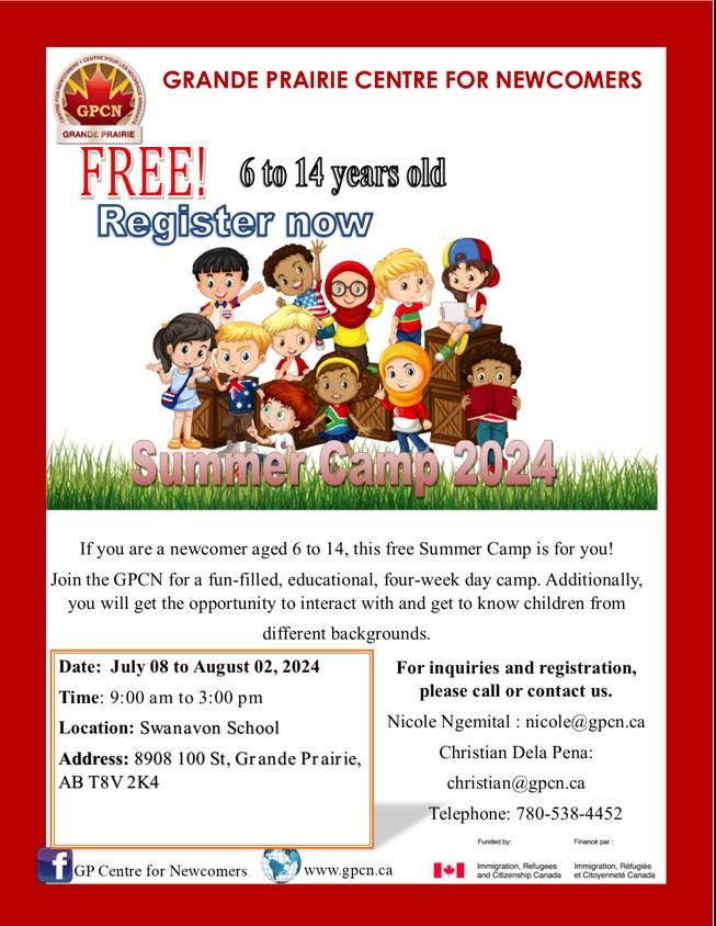 Free Summer Day Camp for Newcomer aged 6-14