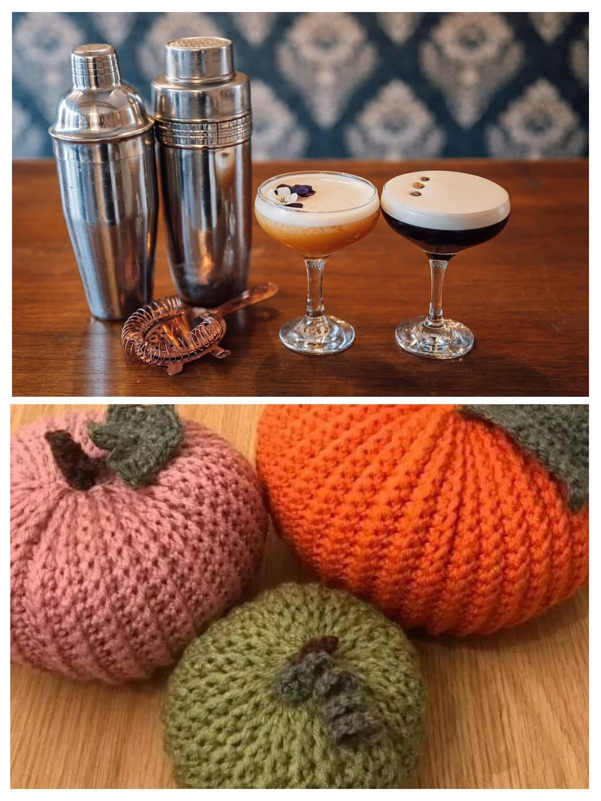 beginners crochet pumpkin workshop with cocktails 