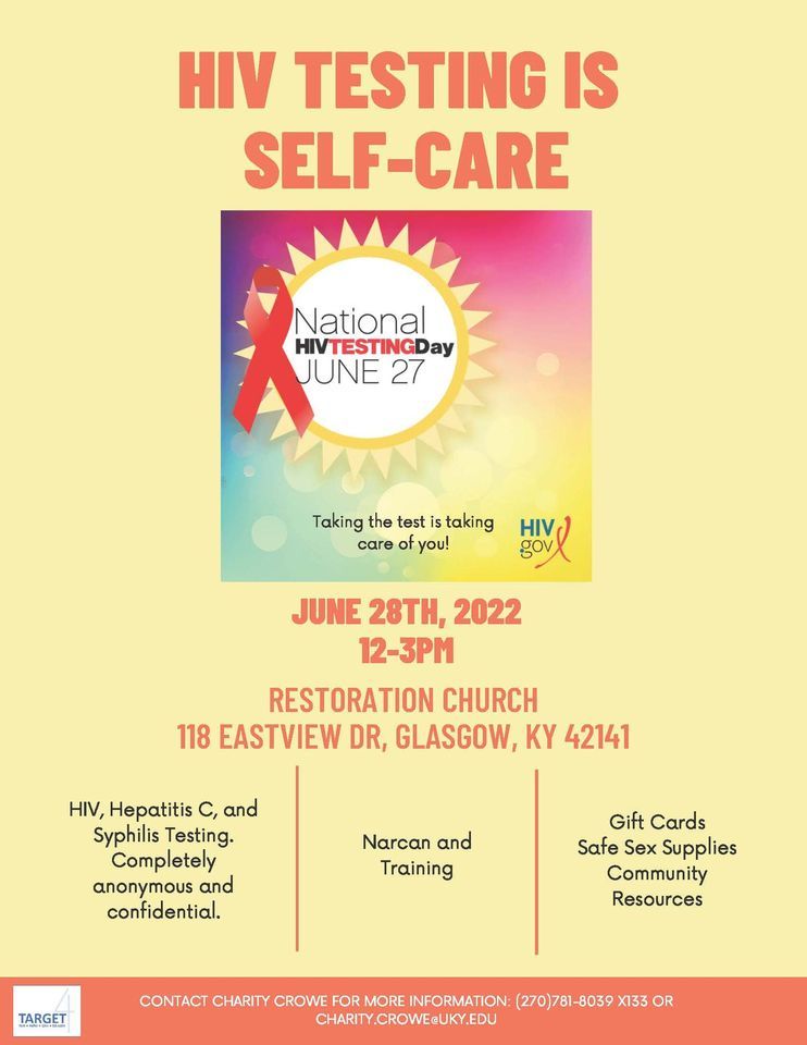 National HIV Testing Day, 118 Eastview Dr, Glasgow, KY 421413122, United States, 28 June 2022