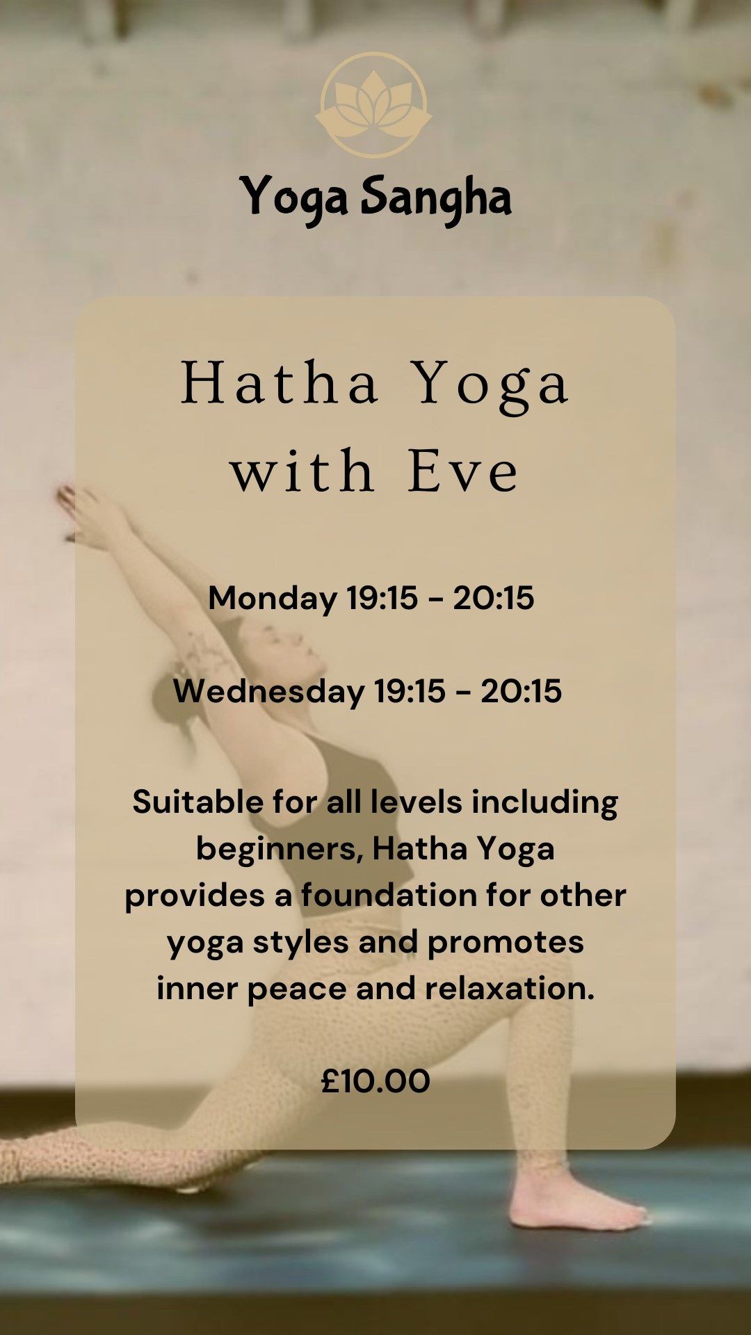 Monday Evening Hatha Yoga with Eve