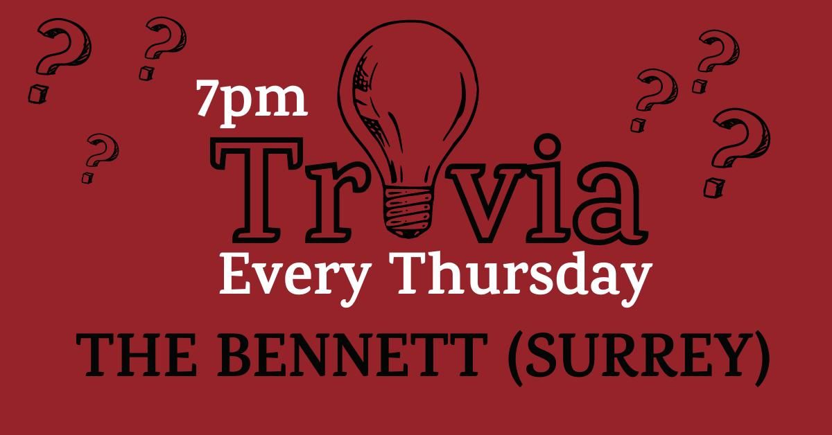 Trivia Thursdays at The Bennett Craft Kitchen South Surrey