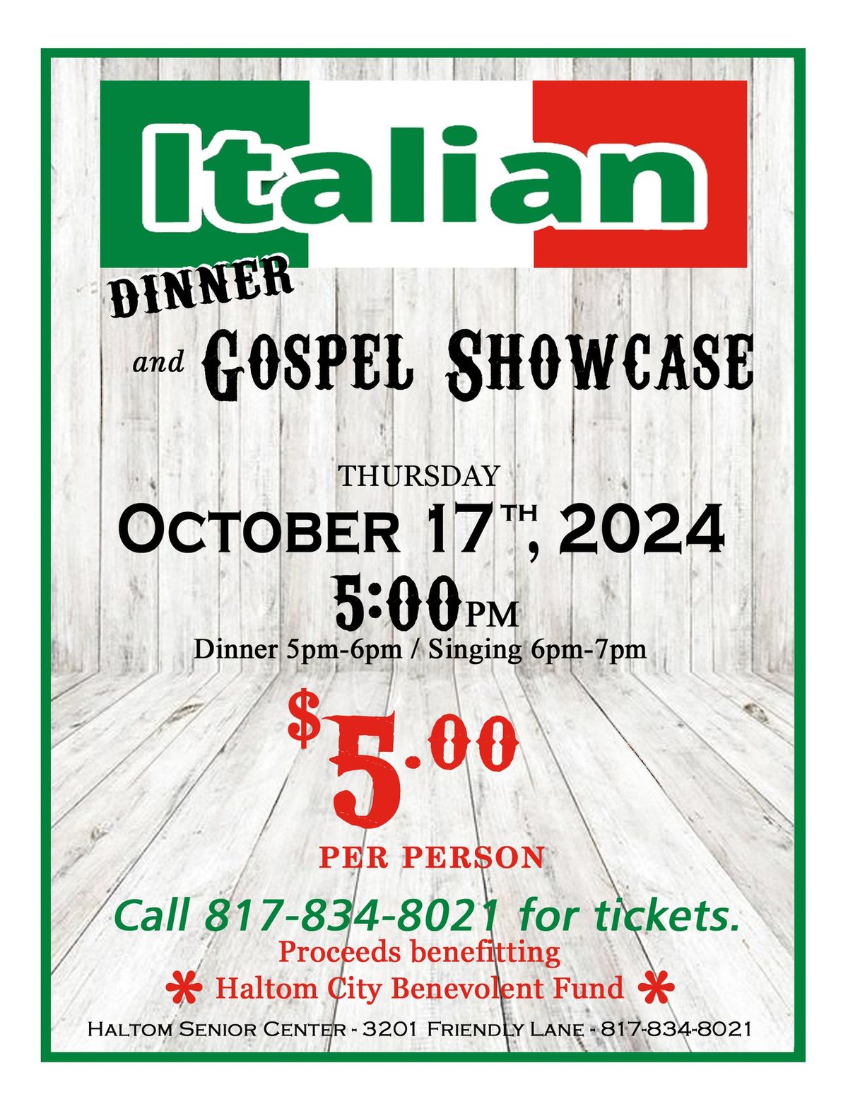 Italian Dinner and Gospel Showcase