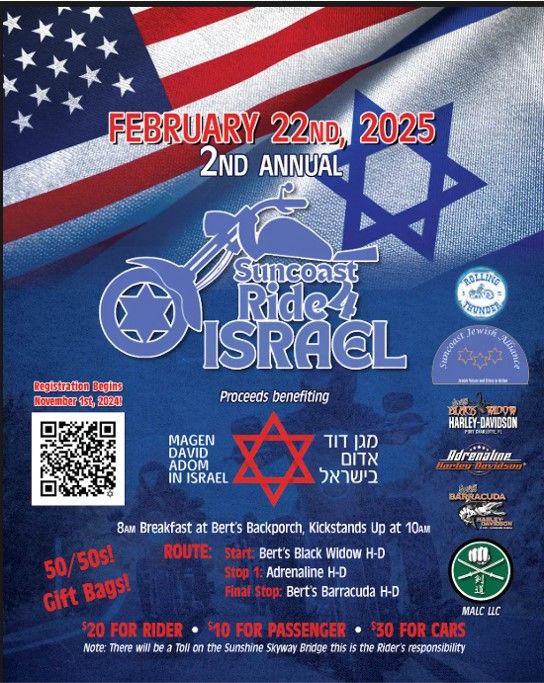 Suncoast Ride4Israel Open To Public