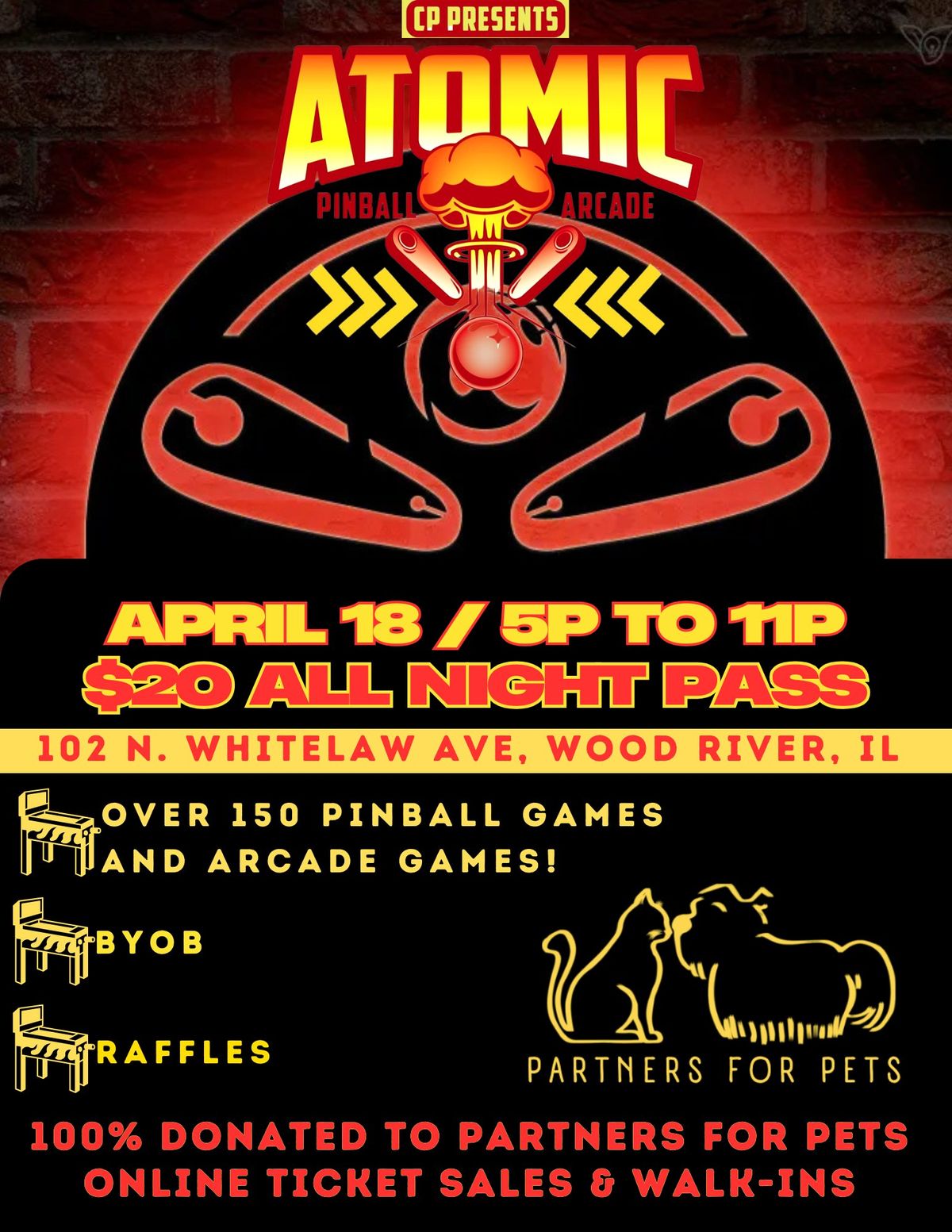 Atomic Pinball to benefit Partners for Pets