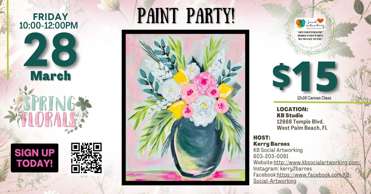 Canvas Paint Class Friday March 28th Spring Floral