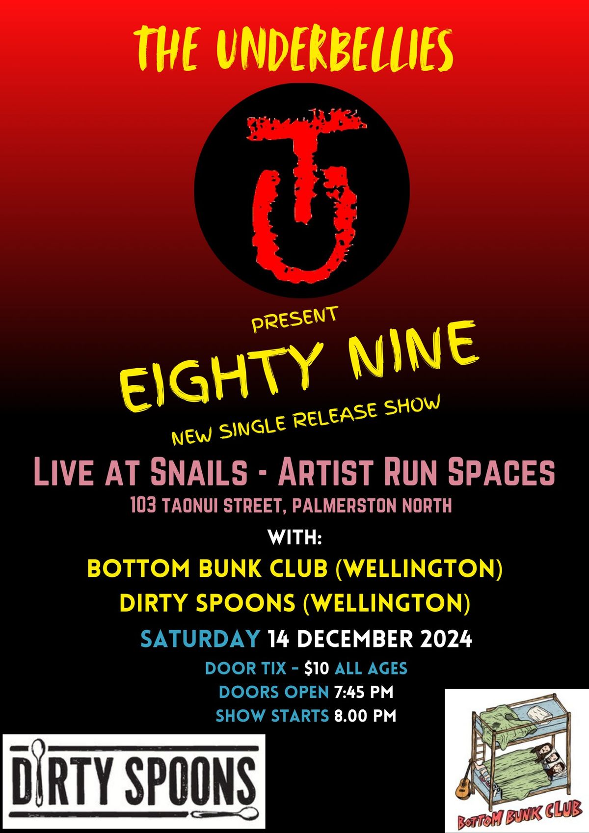 Live at Snails - with Dirty Spoons \/ Bottom Bunk Club \/ The Underbellies