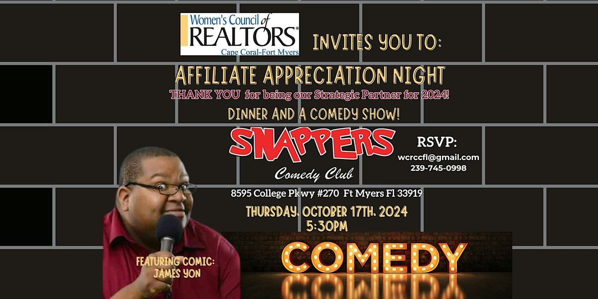 Affiliate Appreciation Dinner and Comedy Show