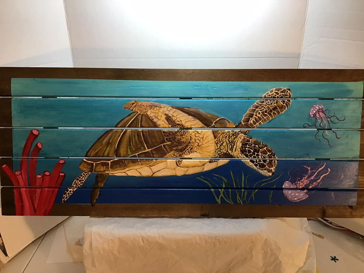 Coastal Turtle on Wood Paint Class