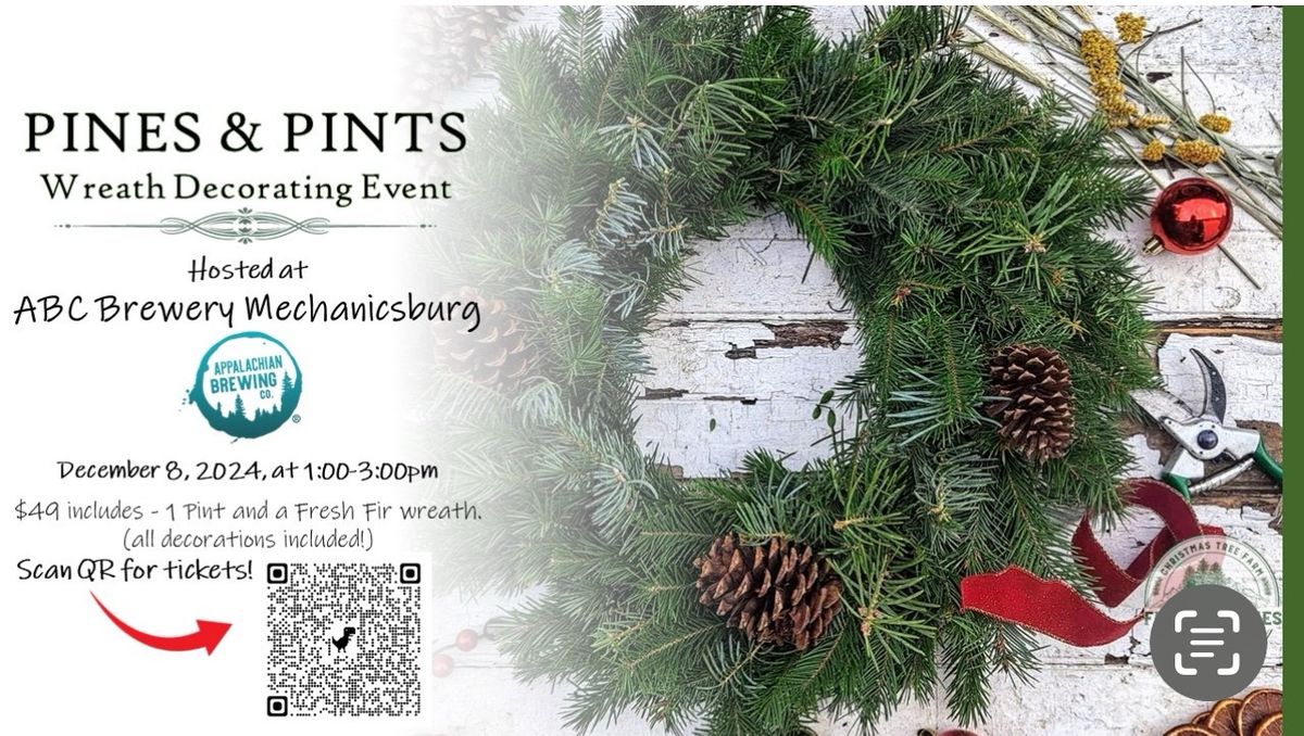 Pines & Pints - Wreath Decorating Event At Appalachian Brewing Company