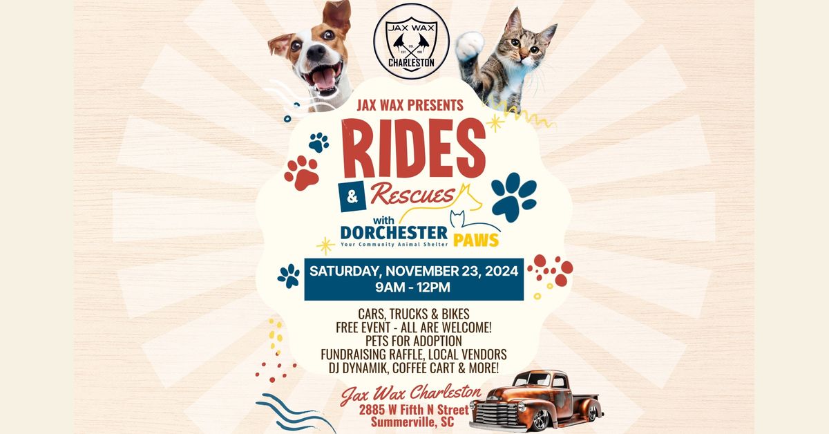 Rides & Rescues at Jax Wax Charleston - Cars & Coffee Adoption Event