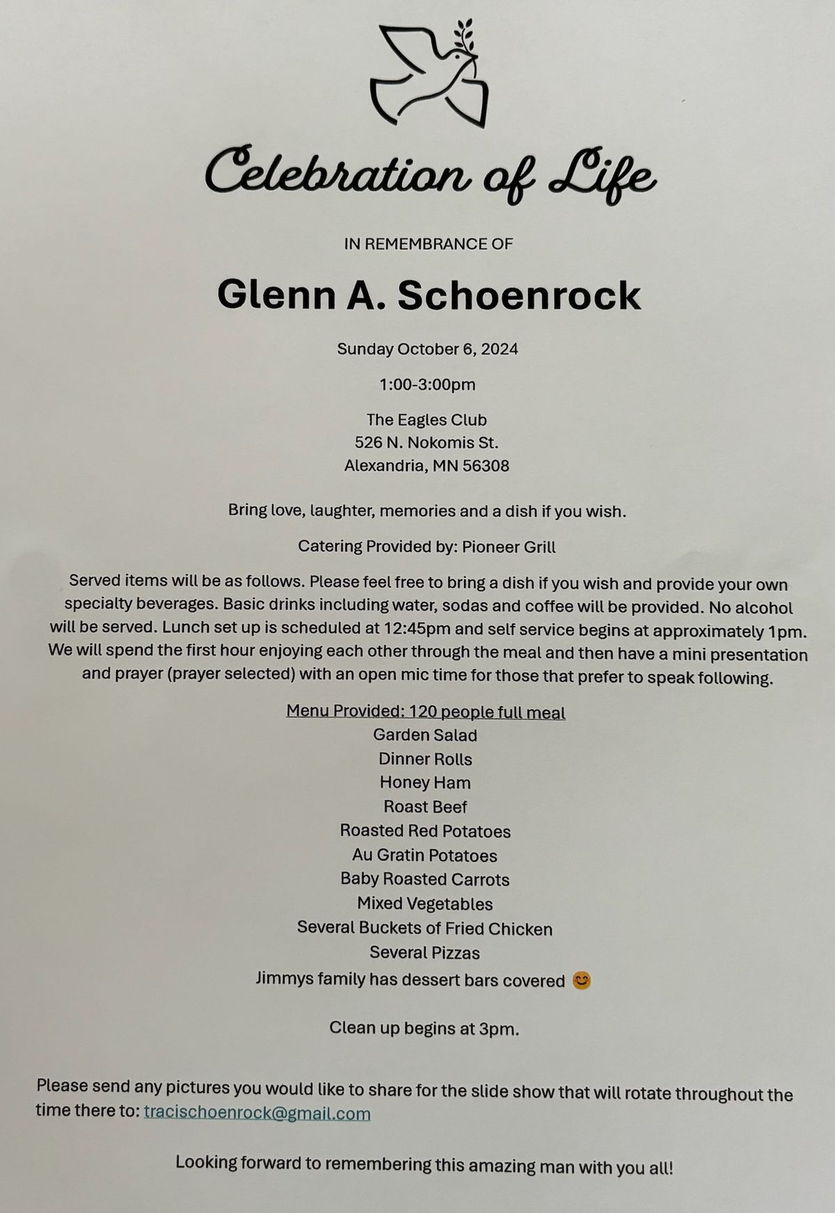 Celebration of life- Glenn A. Schoenrock