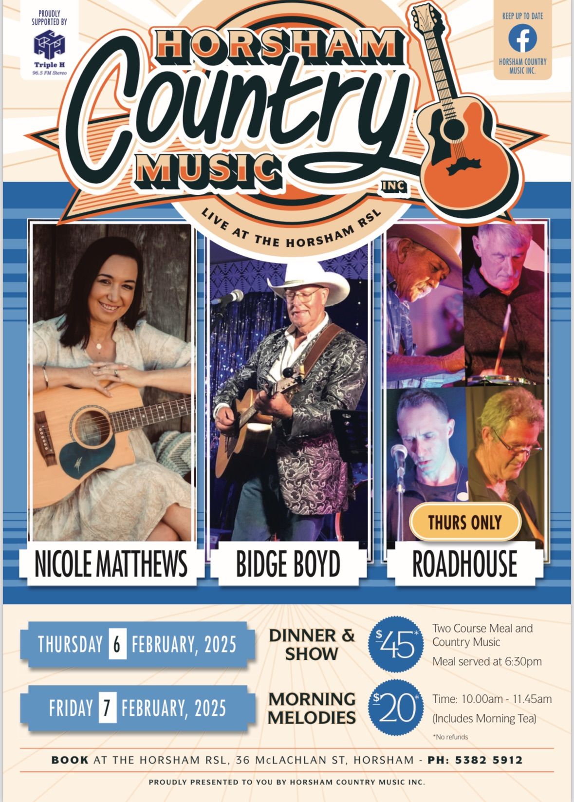 FULL BAND with Nicole Matthew\u2019s, Bidge Boyd & Roadhouse Band LIVE at the Horsham RSL