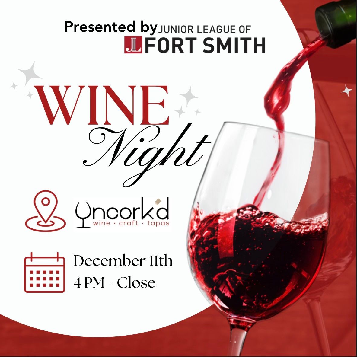 \ud83c\udf77Sip & Savor: Uncork\u2019d Night for a Cause with Junior League of Fort Smith \ud83c\udf7d\ufe0f