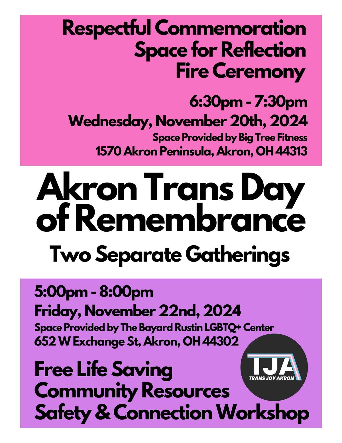 Akron Trans Day of Remembrance: Safety & Connection Workshop