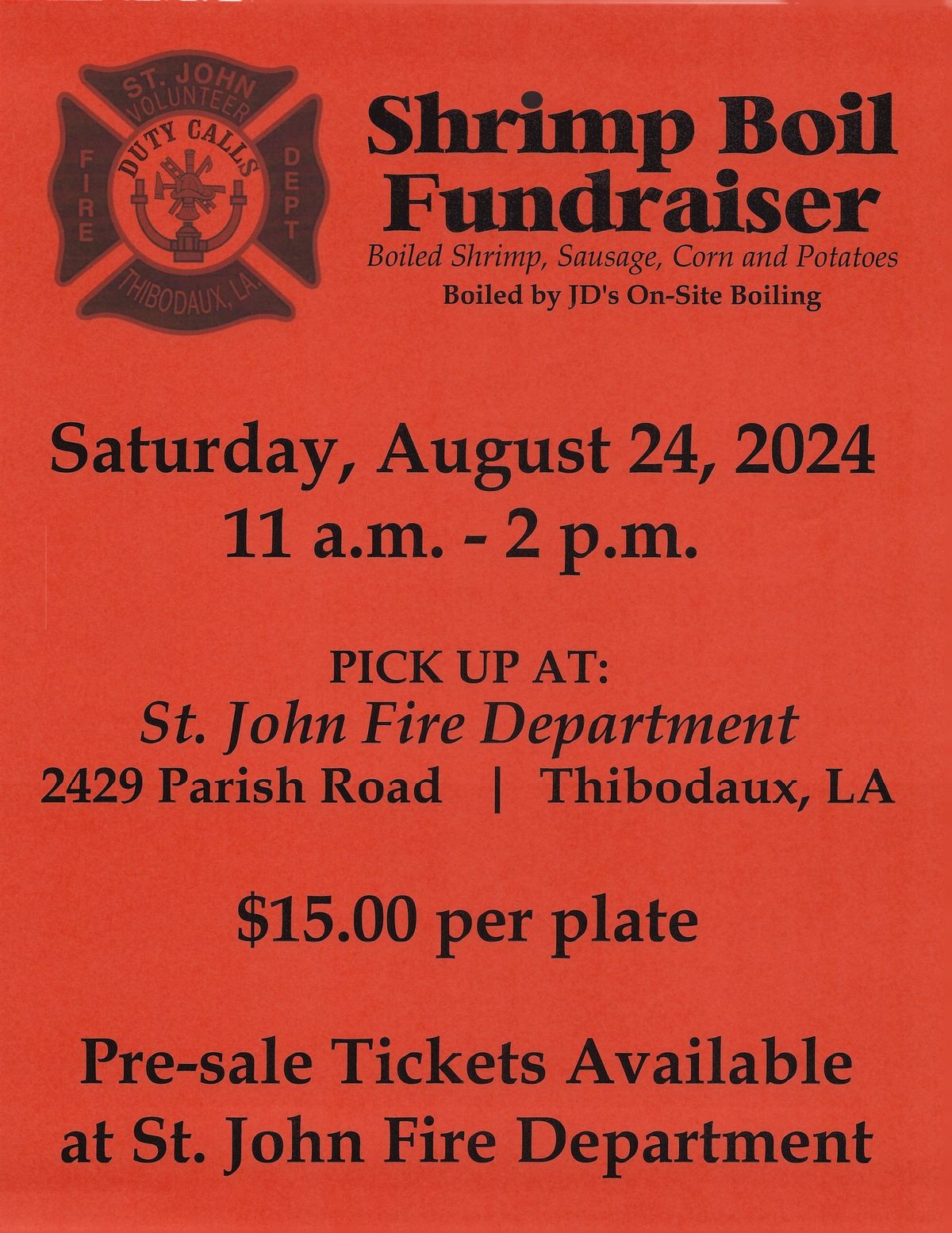 St John Volunteer Fire Department annual shrimp boil fundraiser