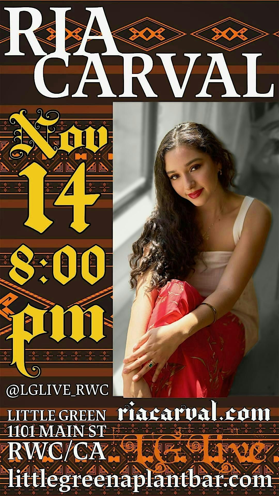 Ria Carval @ LG Live RWC, Friday 14 Nov 8pm