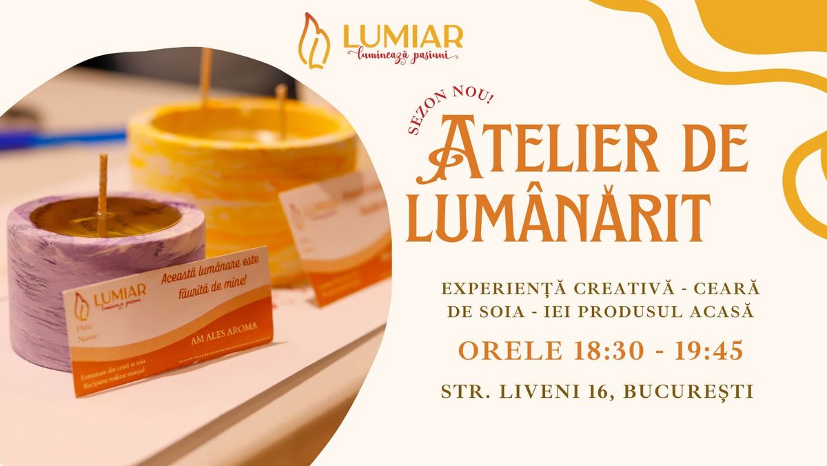 Atelier de turnat lum\u00e2n\u0103ri parfumate din cear\u0103 de soia - Bucure\u0219ti