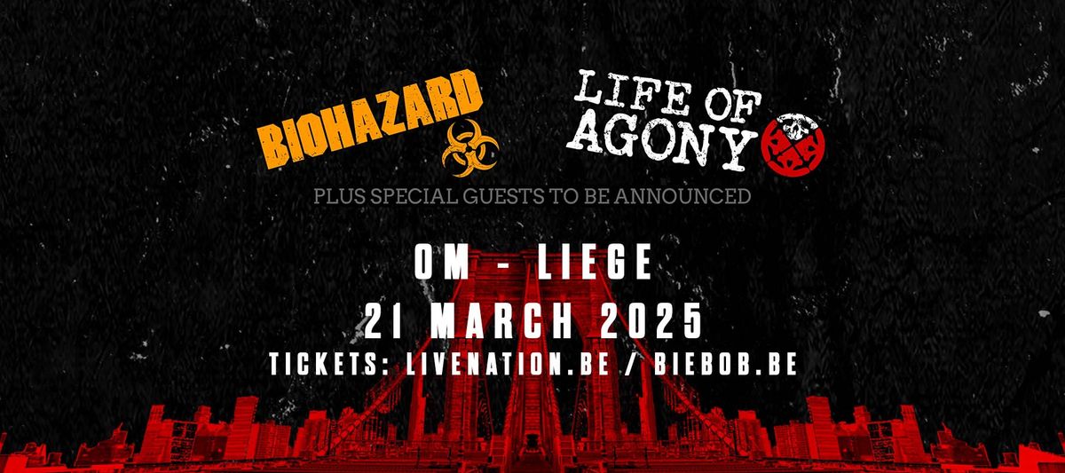 *DERNIERS TICKETS* Biohazard + Life of Agony \u00e0 l'OM le 21 mars 2025