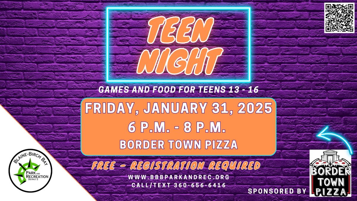 Teen Night: Games and Food for Teens 13-16