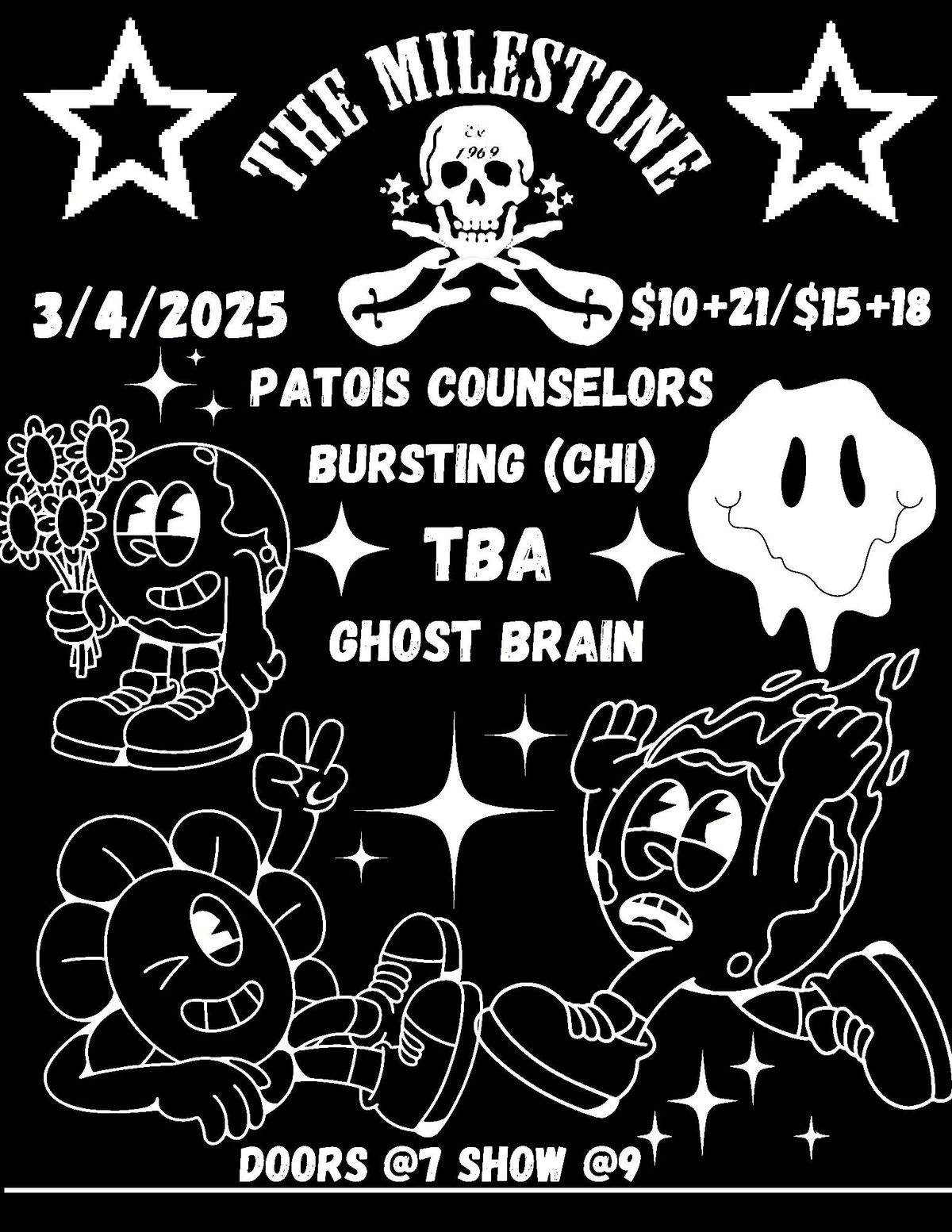 PATOIS COUNSELORS w\/ BURSTING, GHOST BRAIN & MORE at The Milestone on Tuesday March 4th 2025