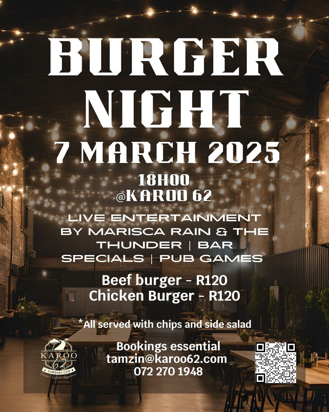 Burger Night at Karoo 62