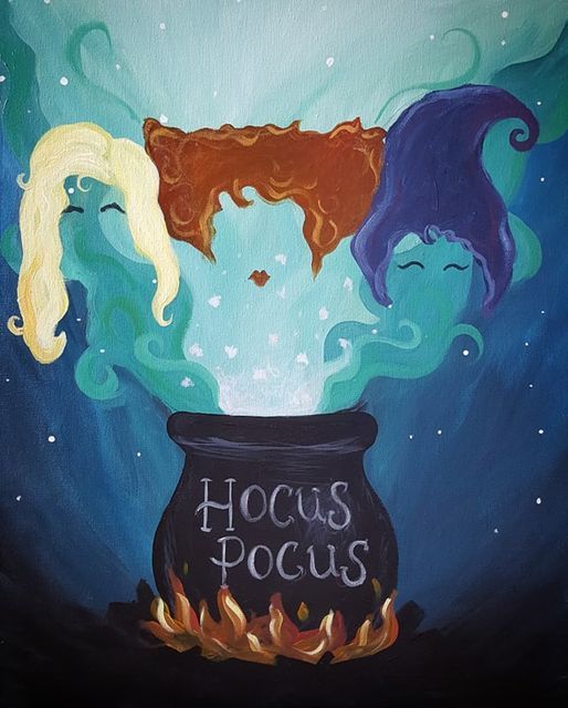 Hocus Pocus Step by Step painting class!, Elements Art Center, Durant