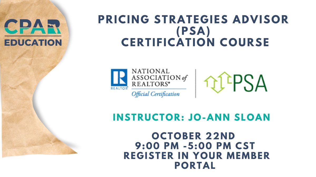 Pricing Strategies Advisor Certification Class 6CE