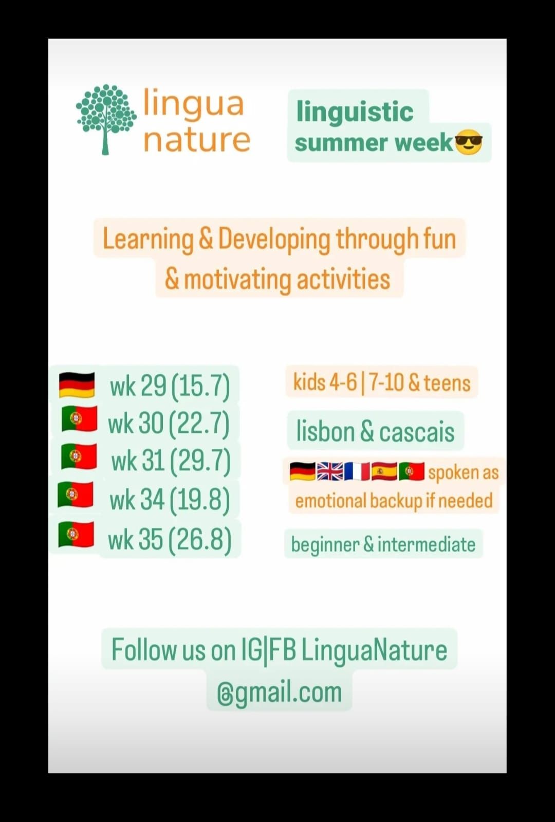Linguistic summer week, Portuguese language 