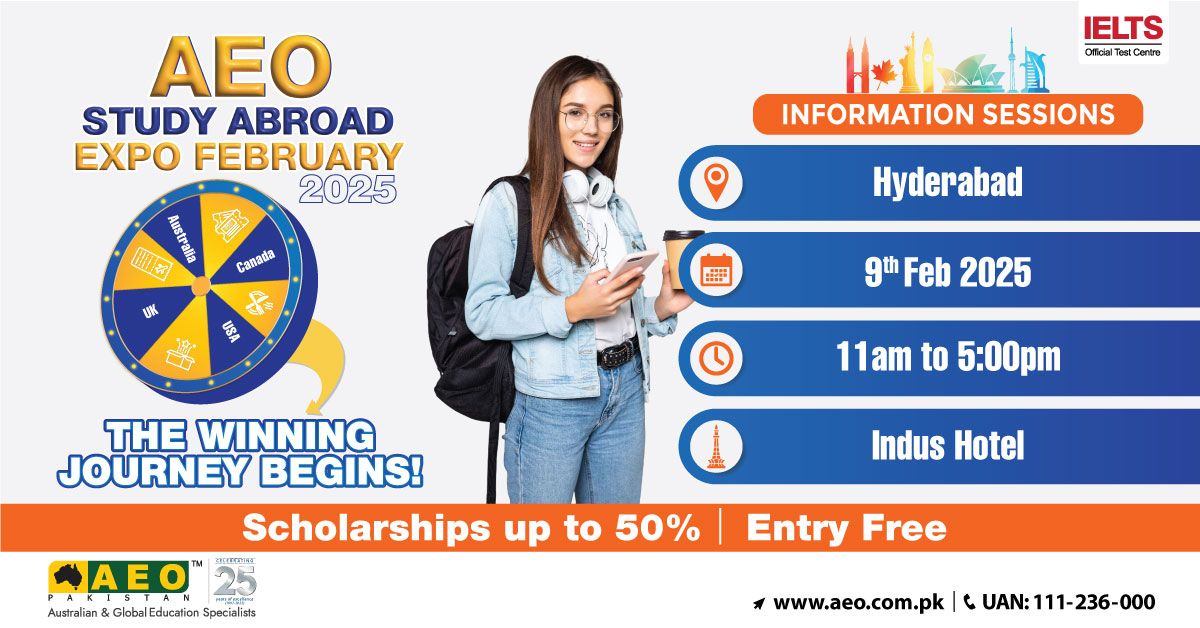 AEO Study Abroad Expo Hyderabad - 9th February 2025 - 11am to 5pm - Indus Hotel Hyderabad