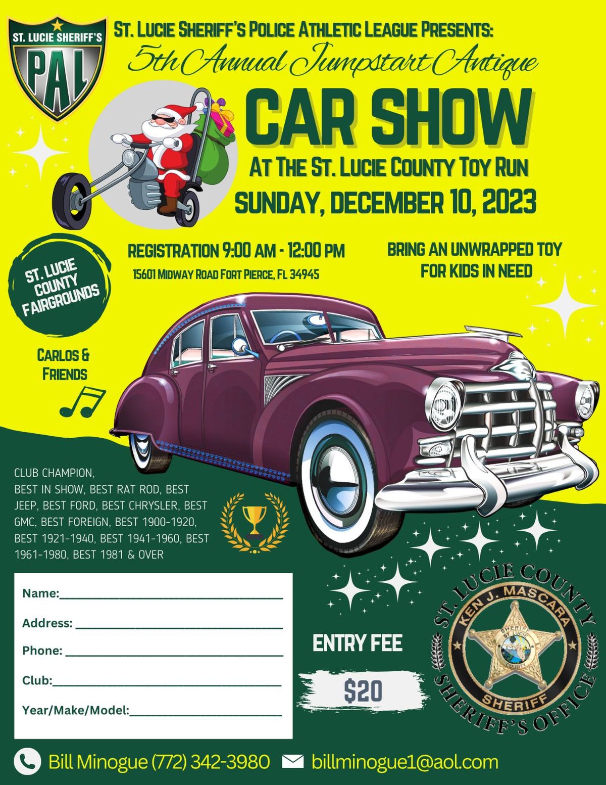 2024 Jump Start Antiques Car Show at the 17th Annual PAL Toy Run