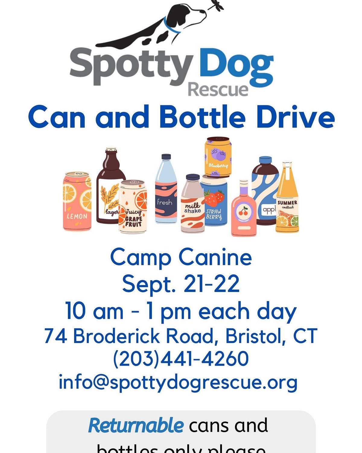 Spotty Dog Can and Bottle Drive