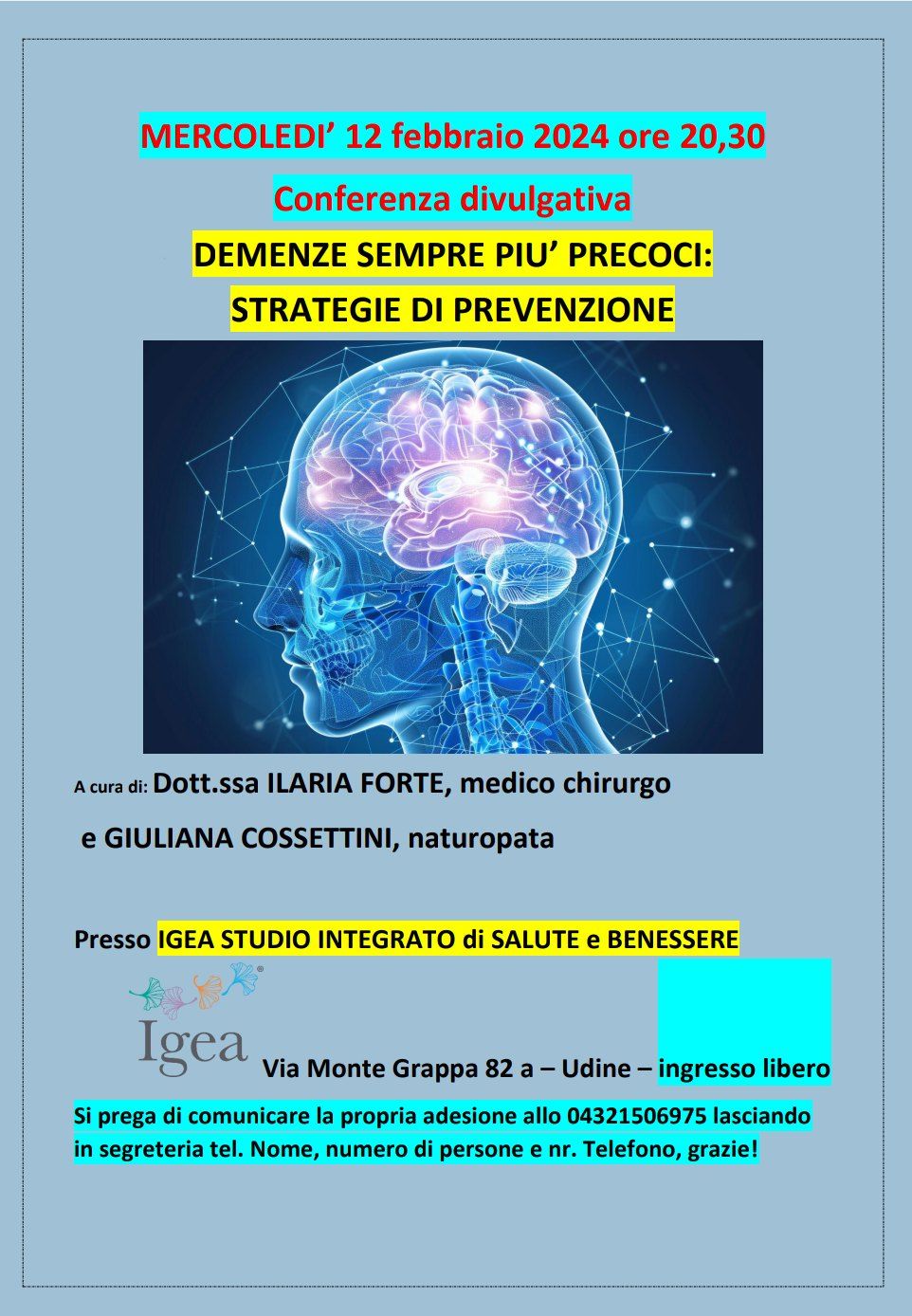 conferenza divulgativa sulle demenze e le strategie di prevenzione