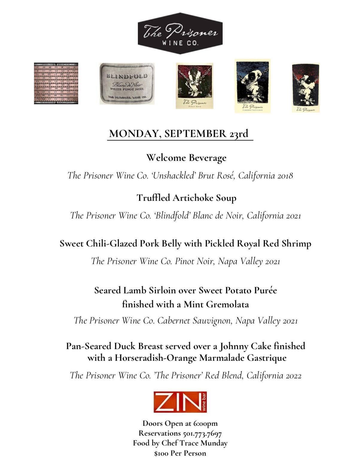 The Prisoner Wine Dinner