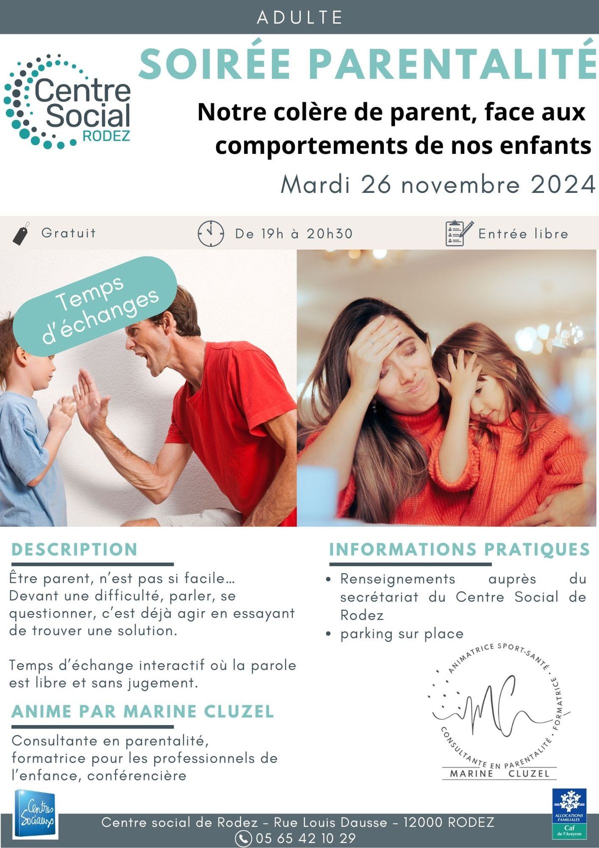 notre col\u00e8re de parent, face aux comportements de nos enfants. soir\u00e9e parentalite