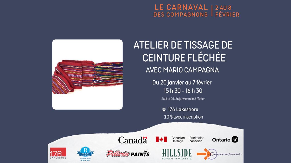 Atelier de tissage de ceinture fl\u00e9ch\u00e9e