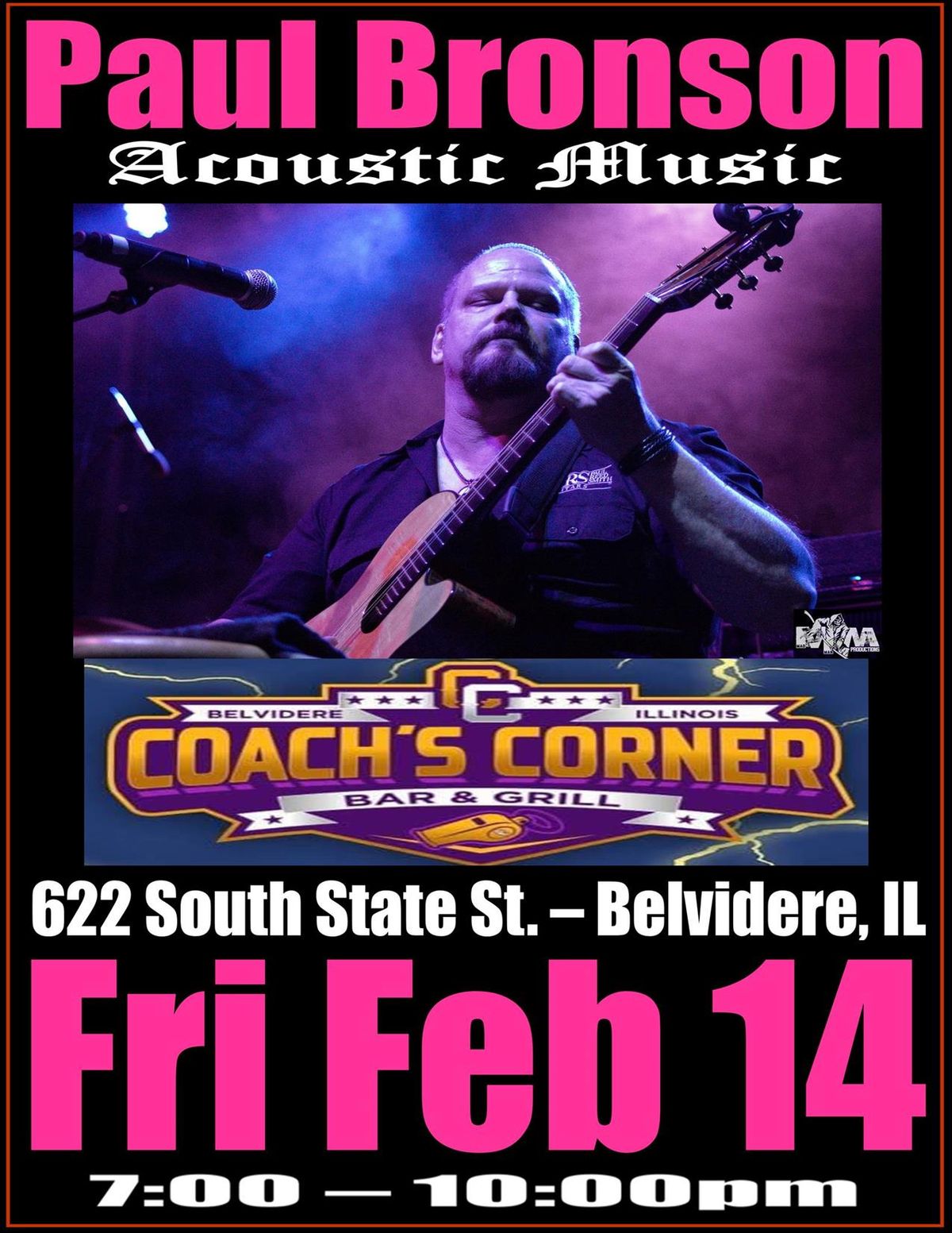 Paul Bronson Acoustic Music @ Coach's Corner - Belvidere, IL - Friday, February 14th