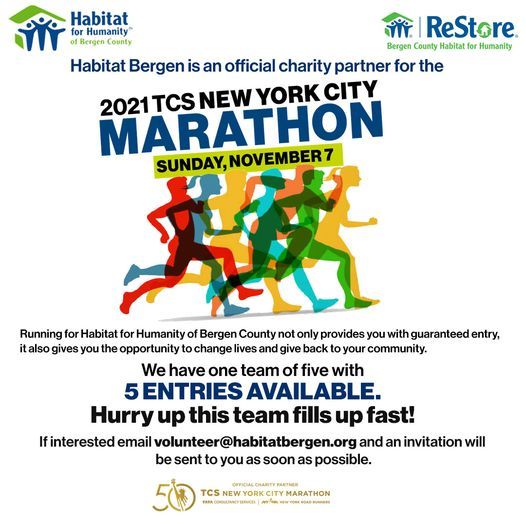 2021 TCS New York City Marathon - Run for Habitat Bergen