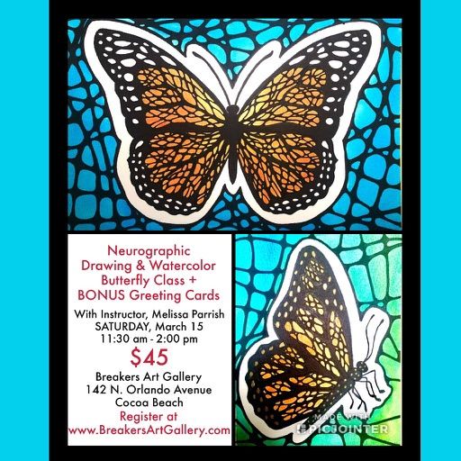 Neurographic Drawing & Watercolor Butterfly Class + BONUS Greeting Cards