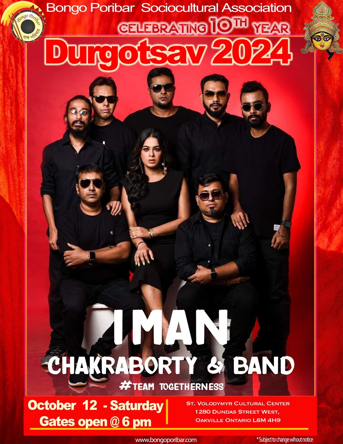 Bongo Poribar's Durgotsav 2024 Cultural Event featuring Iman Chakroborty & Band