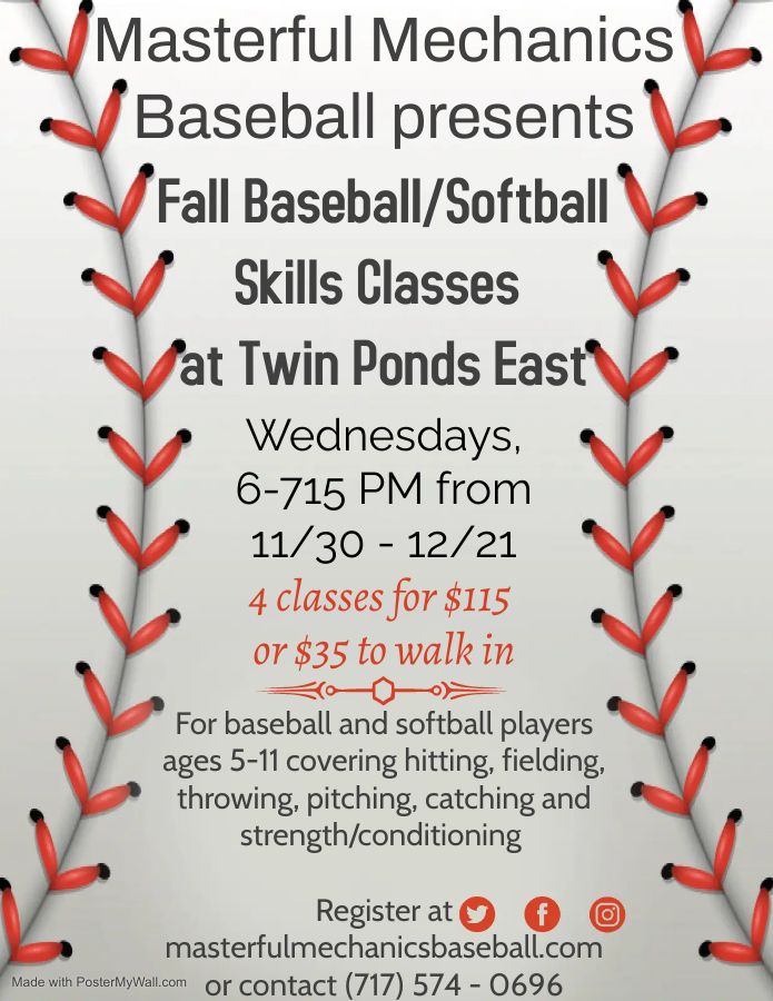 Fall Baseball/Softball Skills Classes, Twin Ponds, Harrisburg, 30
