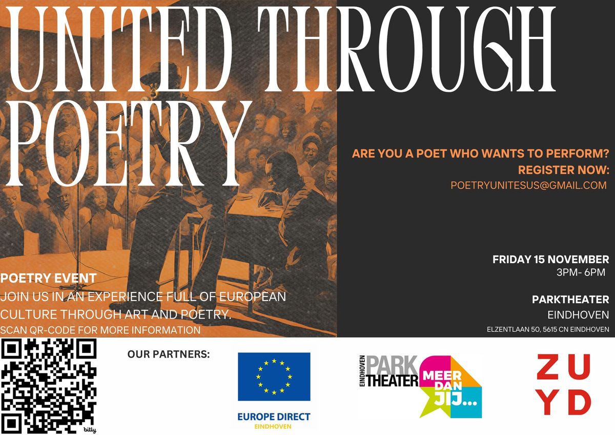 \u2018United in Poetry\u2019. Europa in woorden.  15 nov. in het Parktheater Dicht met ons mee. Over Europa.  