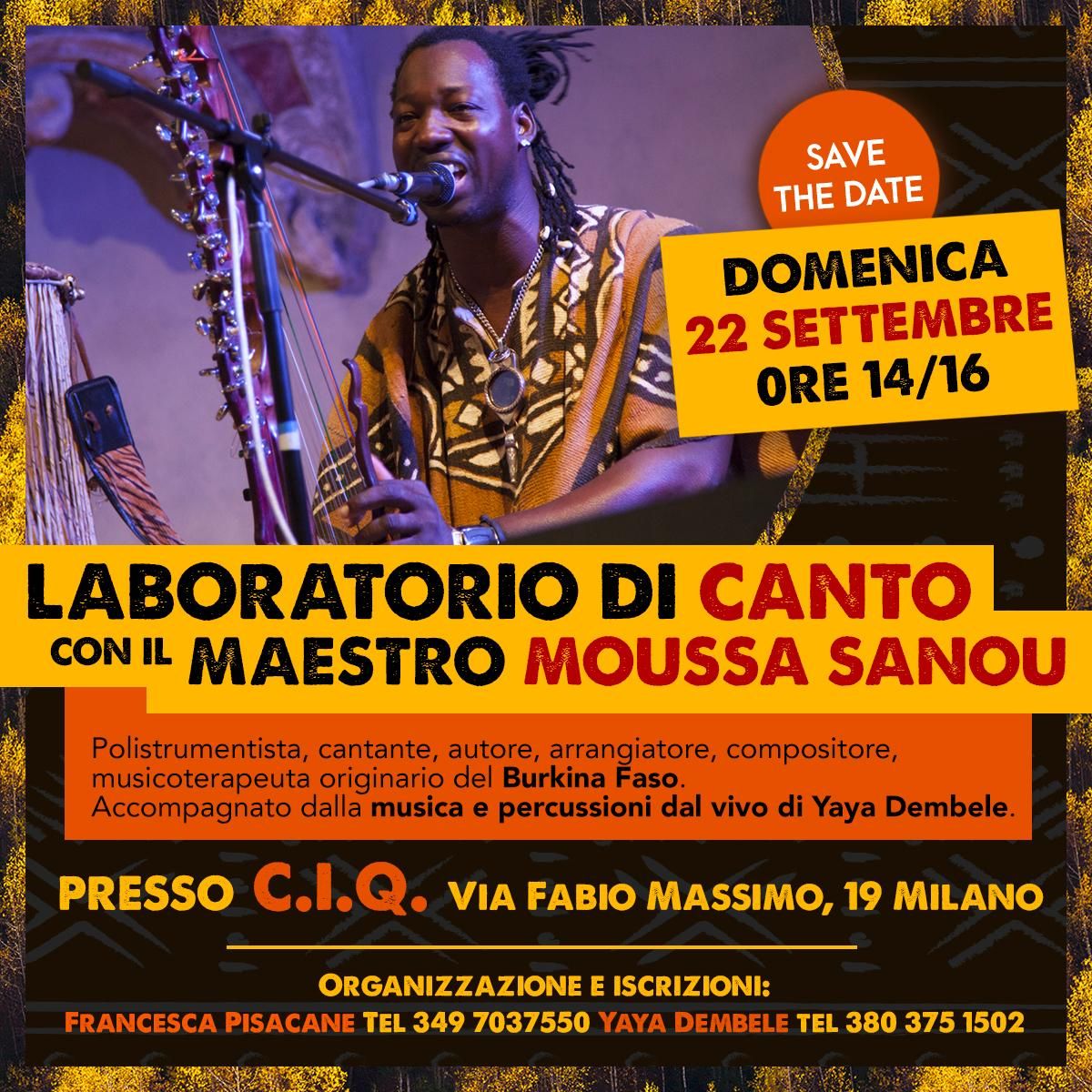 Milano 22 settembre 2024 Stage di canto con il Maestro Moussa Sanou (Burkina Faso)