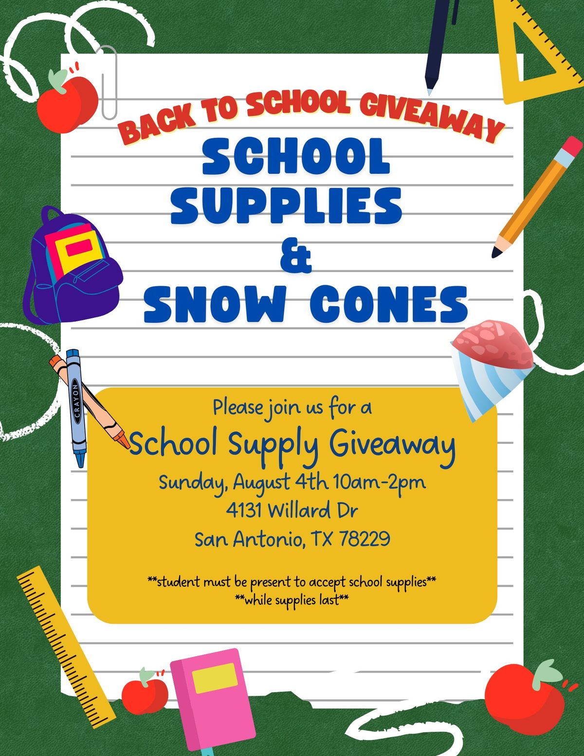 School Supply Giveaway