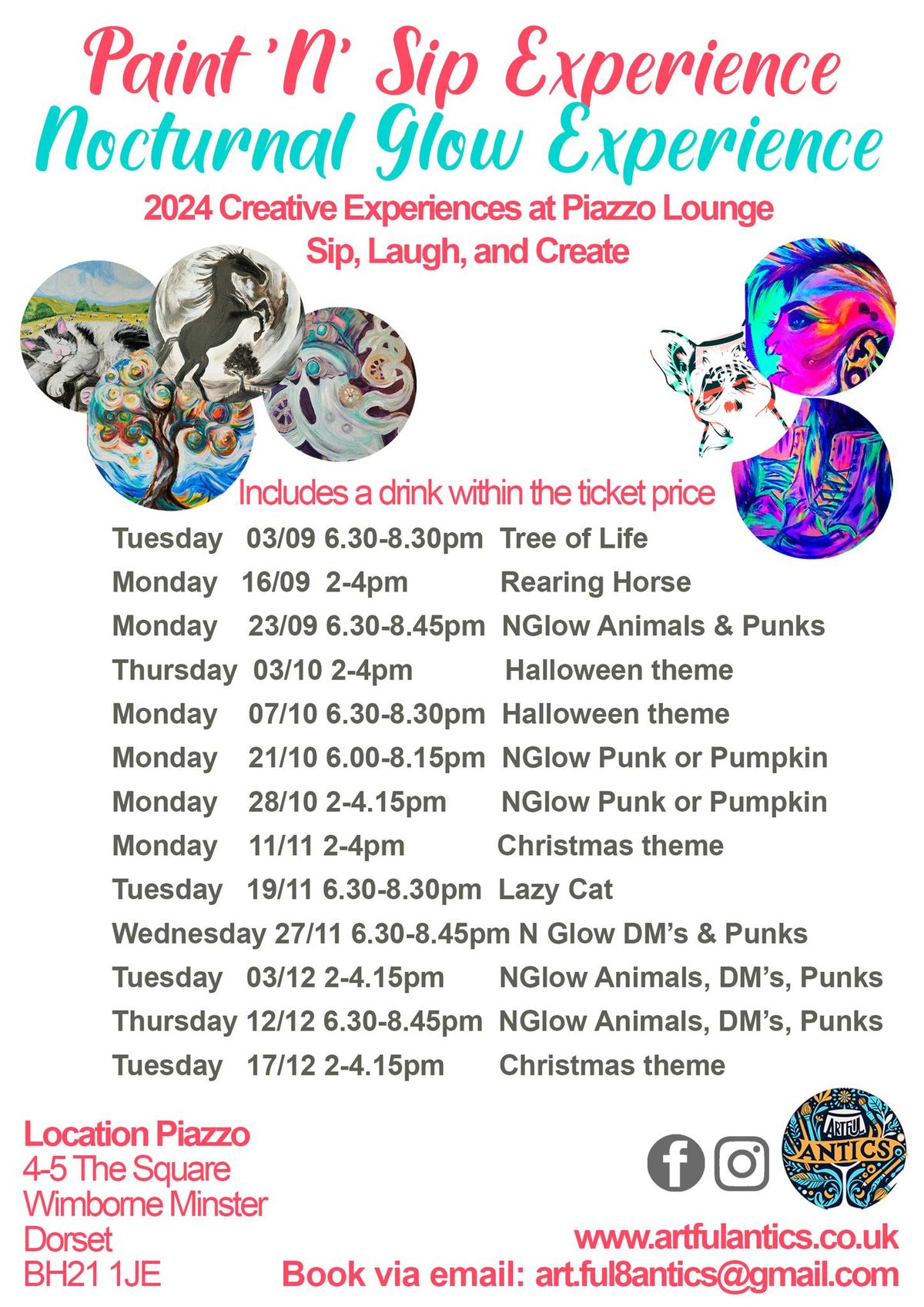 Sip N Paint Events at the Piazzo Lounge Lazy Cat Theme