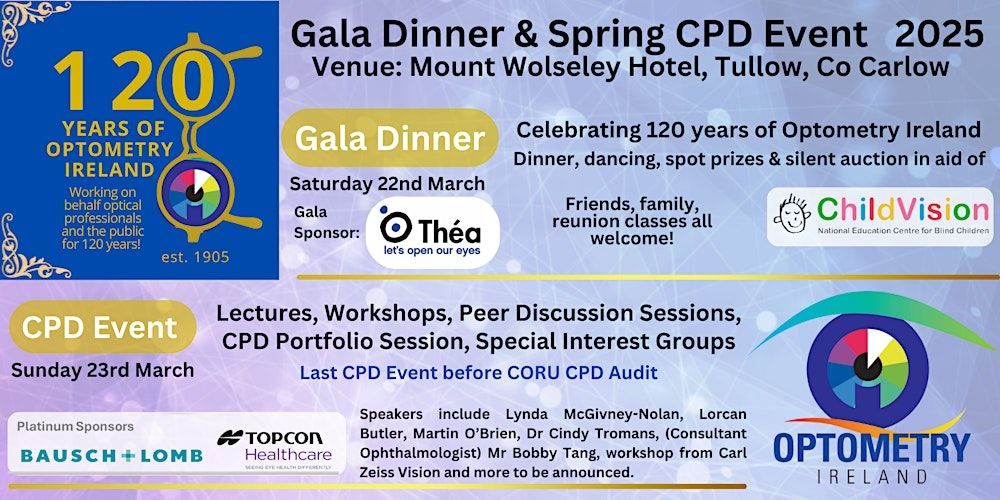 Optometry Ireland Spring CPD & Gala Dinner (members)