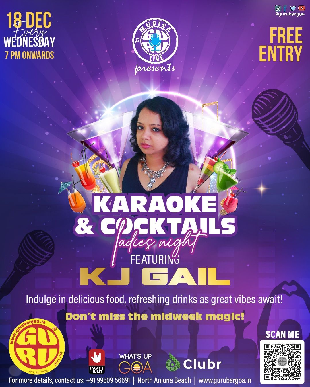 Karaoke & Cocktails Ladies Night" At Guru bar! \ud83c\udfa4